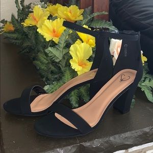 Open toed black heals (brand new)